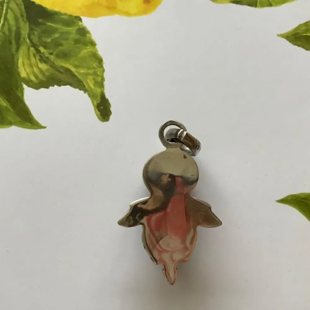 STERLING SILVER 925 PINK QUARTZ/GREEN ONYX LARGE PENDANT​